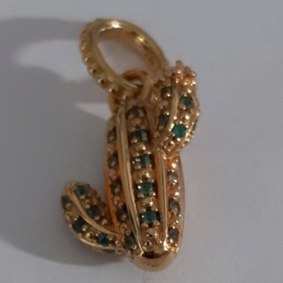 AUTH PANDORA* RETIRED*14kt Gold Plated Sparkling Desert Cactus Pendant Charm - Picture 13 of 16